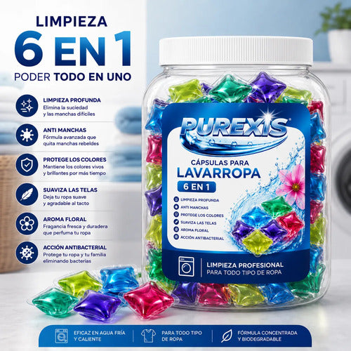 Purexis Jabón En Cápsulas Pods 6 En 1 - Rinde 50 Lavados