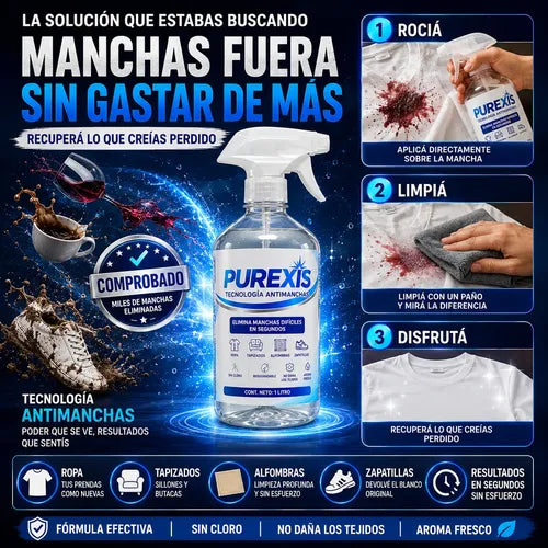Purexis Quitamanchas Premium - Elimina Manchas X2 Unidades