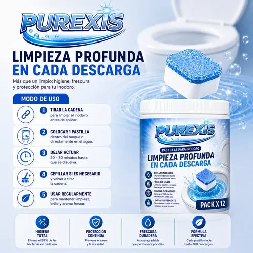 Purexis Pastillas Limpia Inodoros Profesional X12 Unidades