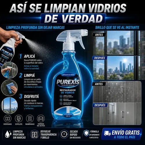 Purexis Limpiador De Vidrios - Restaura Los Vidrios Pack X2